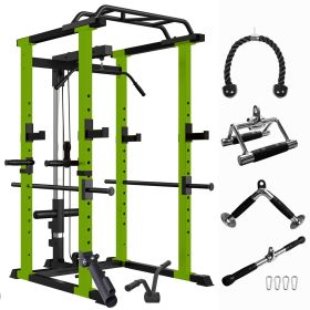 Green Multi-functional Power Cage, Home Adjustable Pullup Squat Rack 1000Lbs Capacity Comprehensive Fitness Barbell Rack Green Multi-functional Power Cage, Home Adjustable Pullup Squat Rack 1000Lbs Capacity Comprehensive Fitness Barbell Rack