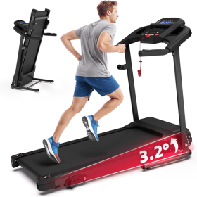 Compact Folding Treadmill for Home - 2.5HP Quiet Brushless Motor, 3-Level Incline, 7.5 MPH, Shock Absorption, Space-Saving Design for Running Compact Folding Treadmill for Home - 2.5HP Quiet Brushless Motor, 3-Level Incline, 7.5 MPH, Shock Absorption, Space-Saving Design for Running